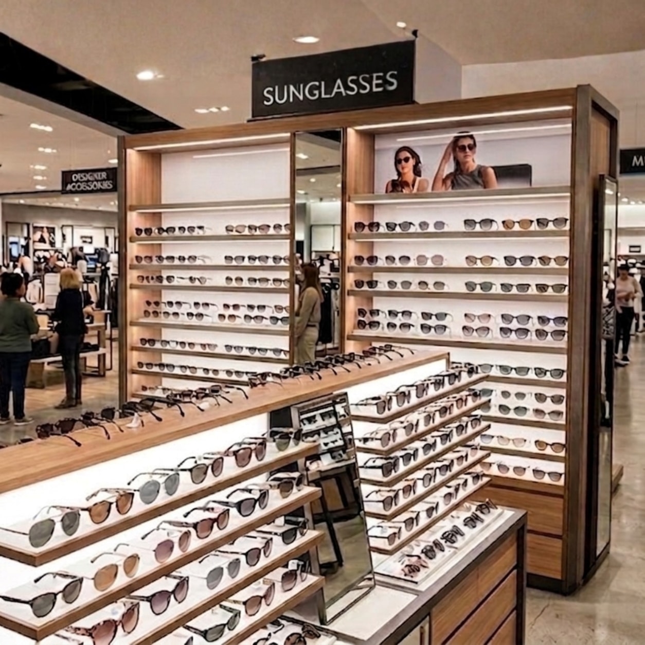 Large global retailer sunglasses department display